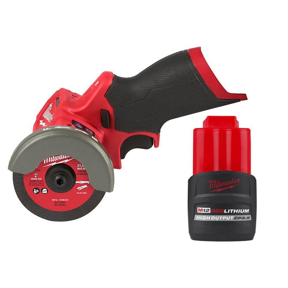 Milwaukee M12 FUEL 12V Lithium Ion Brushless Cordless 3 in. Cut Off Saw w High Output 2.5Ah Battery 2522 20 48 11 2425 The Home Depot