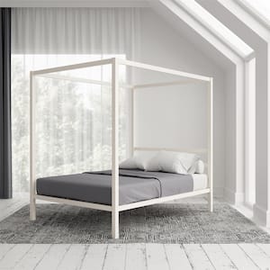 Rory Metal Canopy White Full Size Bed Frame