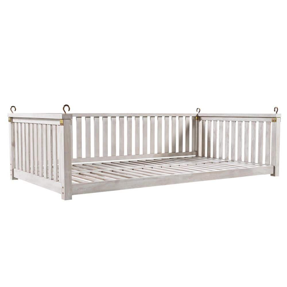 2-Person White Wood Porch Swing with Ropes for Backyard, Safe Sloped Design price history on PriceWatchPro