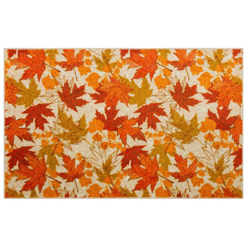 Autumn Leaves Tan Indoor/Outdoor Rug - 2 x 3