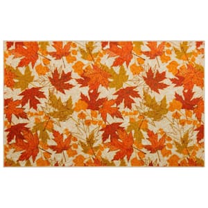 Fall Leaves Multi 2 ft. 6 in. x 4 ft. 2 in. Machine Washable Area Rug
