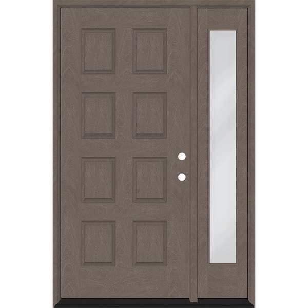 Steves & Sons Regency 57 in. x 80 in. 8-Panel LHIS Ashwood Stain Mahogany Fiberglass Prehung Front Door with 12 in. Sidelite