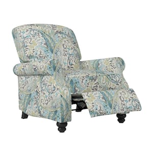 Multi Sky Blue Paisley Fabric 3-Position Push Back Recliner