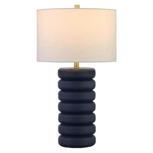 Zelda 25 in. Matte Navy Ceramic Bubble Table Lamp with Fabric Shade