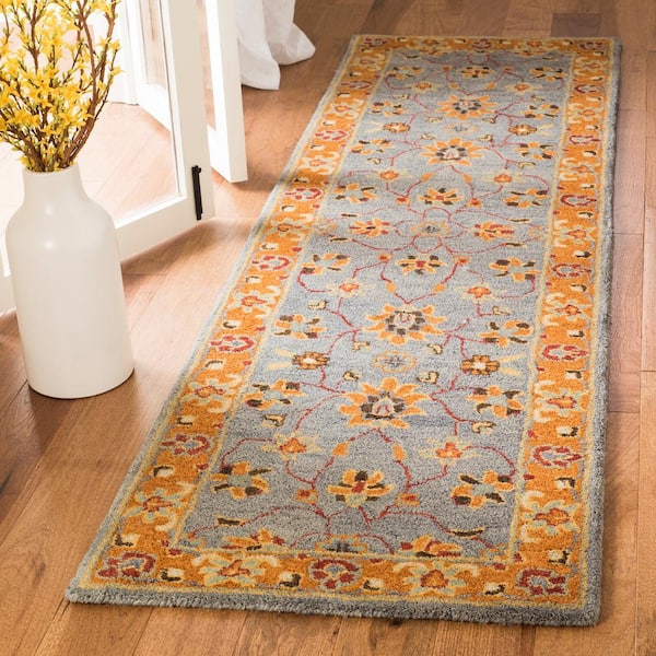Heritage Blue/Orange 2 ft. x 10 ft. Border Runner Rug