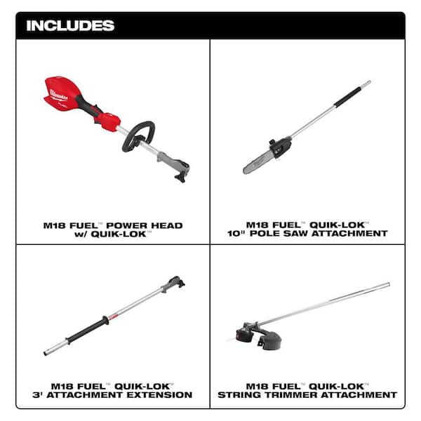 M18 FUEL 18V 10 in. Brushless Cordless Battery Powered QUIK-LOK Pole Saw w/ String Trimmer Attachment