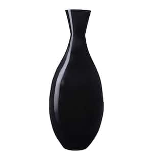 24 in. Black Decorative Handcrafted Bamboo Tear Drop Floor Vase