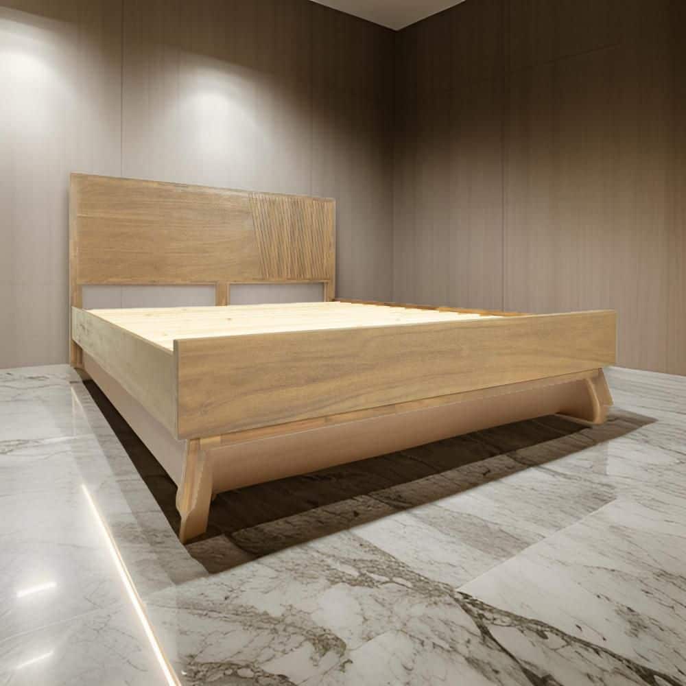 Benjara Cid Allie Brown Wood Frame King Size Platform Bed