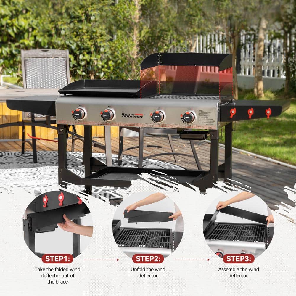Royal Gourmet 66" Black and Silver Propane Gas Grill with Griddle