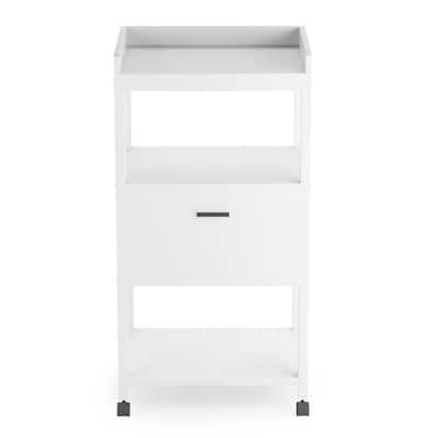 White Mobile File Cabinet with Drawer and Wheels Vertical Mobile Storage Filing Cabinet for A4 or Letter Size