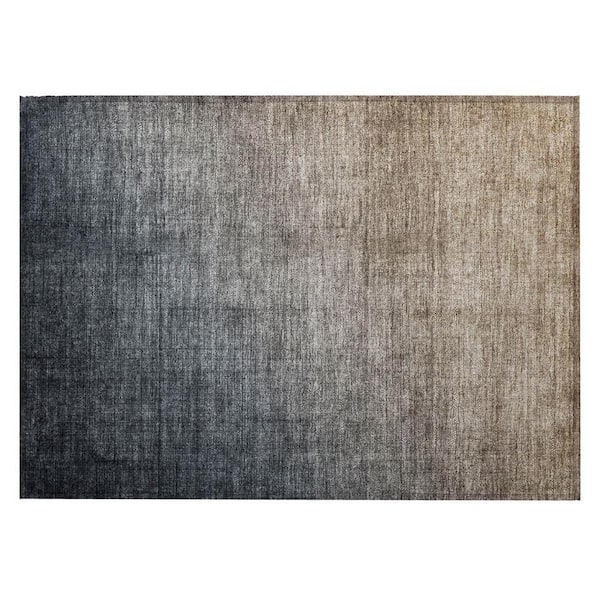 Taupe and Gray 2 ft. x 3 ft. Woven Solid Color Rectangle Indoor/Outdoor Area Rug