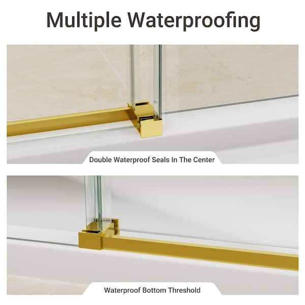 その他 SLIDER(Gold) 0 dwos6rj Zeafive 68 to 72 in. W x 76 in. H Frameless Double Sliding Shower