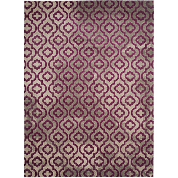SAFAVIEH Porcello Light Grey/Purple 8 ft. x 11 ft. Floral Area Rug