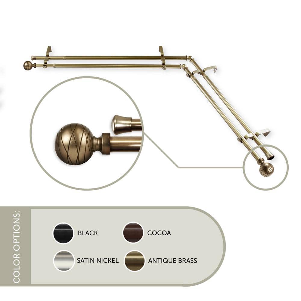 Arman Corner Window 66 in. - 120 in., 13/16 in. Dia Double Curtain Rod in Antique Brass price history on PriceWatchPro
