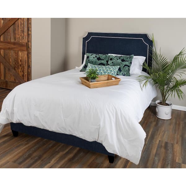 Leffler Home Manor Belgrave Urban Graphite with Pearl Trim King Upholstered Bed with Side Rails and Footboard