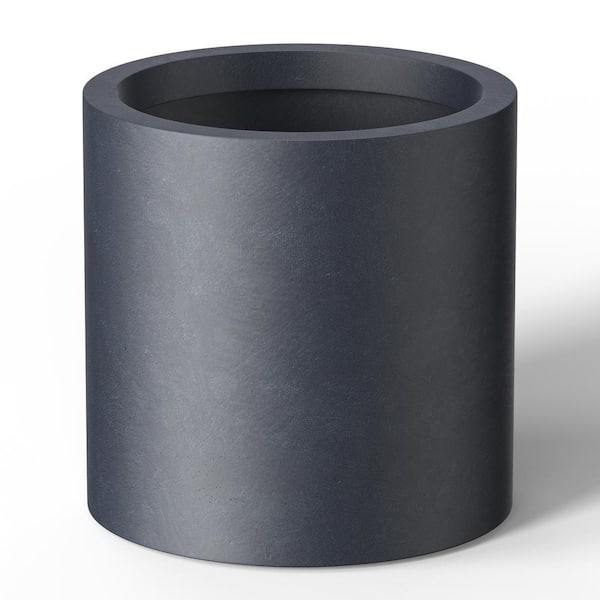 Lightweight 13in. x 13in. Granite Gray Extra Large Tall Round Concrete Plant Pot/Planter for Indoor & Outdoor