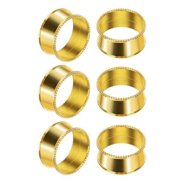 1.97 in. W x 1.97 in. H Stainless Steel Bead Napkin Rings in Gold for Table Decor (Set of 12)