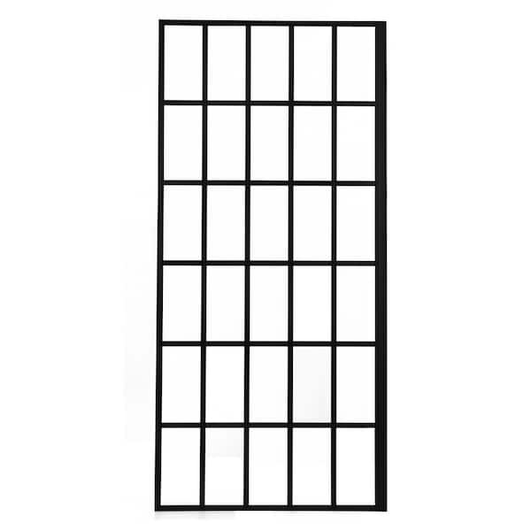 Logmey 38 in. W x 72 in. H Fixed Single Panel Frameless Shower Door/Enclosure in Matte Black with Open Entry Design