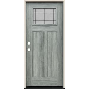 36 in. x 80 in. Right-Hand 1/4 Lite Craftsman Dilworth Decorative Glass Stone Fiberglass Prehung Front Door