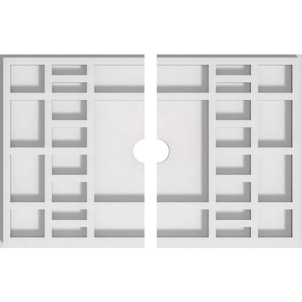 Ekena Millwork 12 in. W x 8 in. H x 1 in. ID x 1 in. P Beaux Architectural Grade PVC Contemporary Ceiling Medallion (2-Piece)