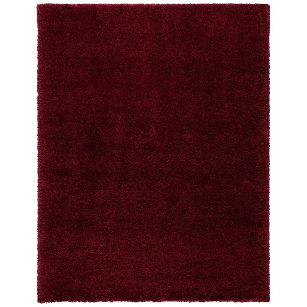 Shag 10 ft. x 13 ft. Maroon Solid Color Area Rug