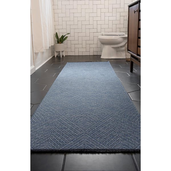 Alma Blue 2 ft. x 8 ft. Diamond Machine Washable Indoor Runner Rug
