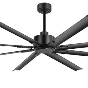 7 ft. Indoor/Covered Outdoor Black Industrial HVLS Ceiling Fan with 8-Alumminu Blades and Remote for Commercial Rooms