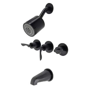 Serena Triple Handle 2-Spray Tub and Shower Faucet 2 GPM with Corrosion Resistant in Matte Black