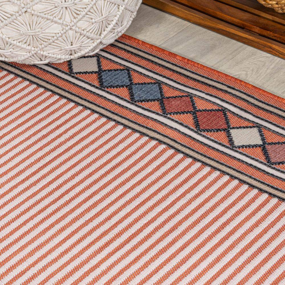Sebastian Orange and Ivory Geometric Indoor/Outdoor Area Rug