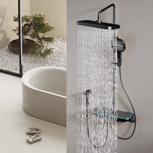 4-Spray Tub and Shower Faucet with Multifunction Hand Shower and Spray Gun in Matte Black