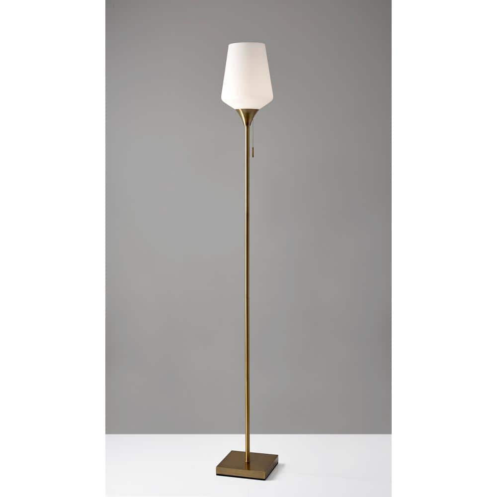 Antique Brass 20" Floor Lamp with Opal Glass Shade