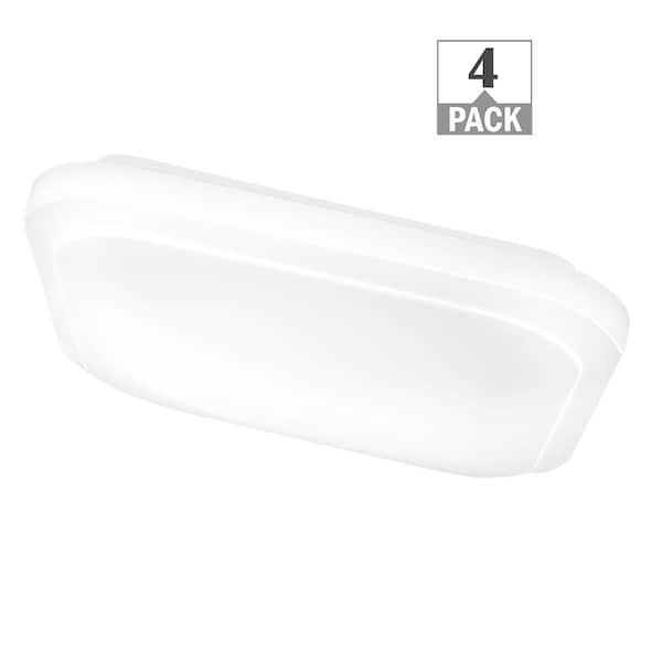 Commercial Electric 12 in. Square Low Profile LED Flush Mount Closet Light Fixture 1100-Lumens 3000K 4000K 5000K (4-Pack)