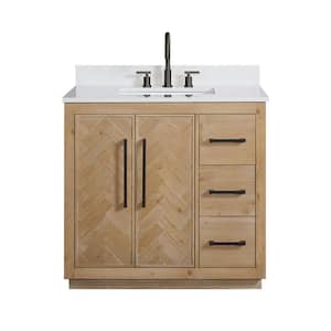 Bellavia 36 in. W x 22 in. D x 34 in. H Single Sink Bath Vanity in Weathered Fir with White Engineered Stone Top