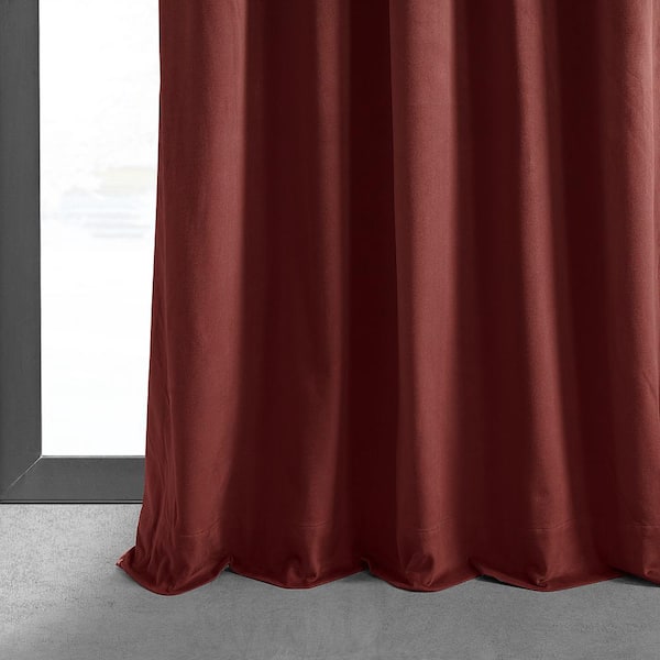 Exclusive Fabrics & Furnishings Crimson Rust Velvet Solid 50 in. W