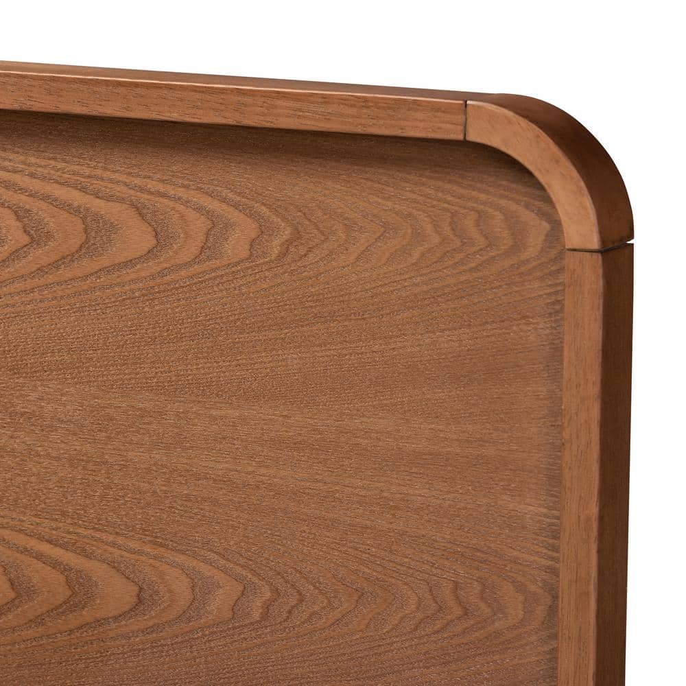 Queen Walnut Brown Wood Headboard with Curved Edges