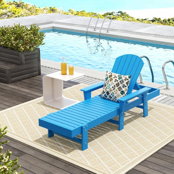 WESTIN OUTDOOR Altura Pacific Blue HDPE Plastic Outdoor Adjustable Backrest Adirondack Chaise Lounger With Armrest