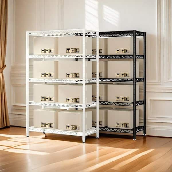 Tileon White Kitchen Pantry, Wire Shelving Metal Storage Rack Adjustable Shelves, Standing Storage Shelf Units