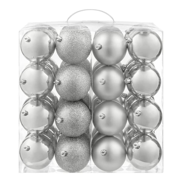 48-Piece Silver Shatter-Resistant Ornaments