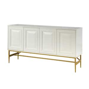 Lewis White 65 in. Wide Contemporary Sideboard with Metal Legs