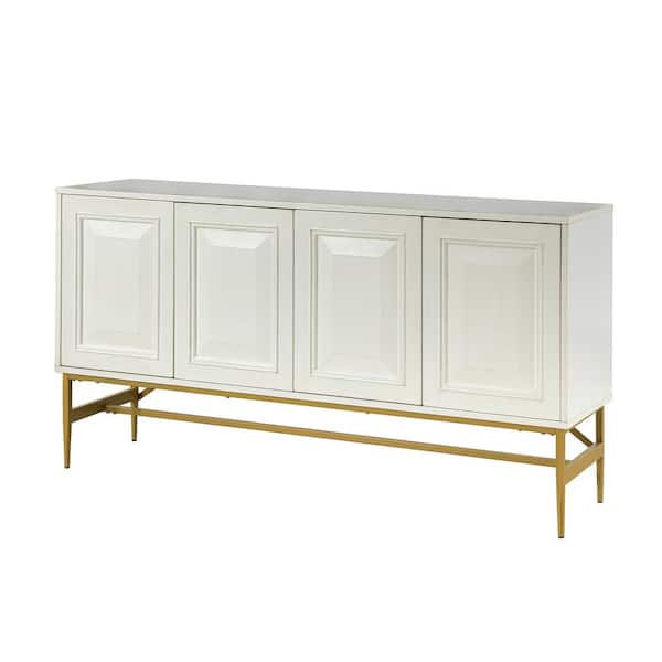JAYDEN CREATION Lewis White 65 in. Wide Contemporary Sideboard with Metal Legs
