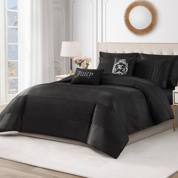 JUICY COUTURE Glam Night 4-Piece Black Striped Microfiber