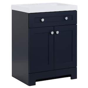 Everdean 25 in. W x 19 in. D x 34 in. H Single Sink Freestanding Bath Vanity in Deep Blue with White Cultured Marble Top