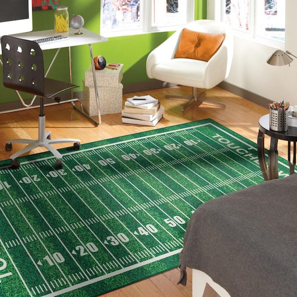 Tailgate Green Football 4 ft. x 8 ft. Novelty Area Rug