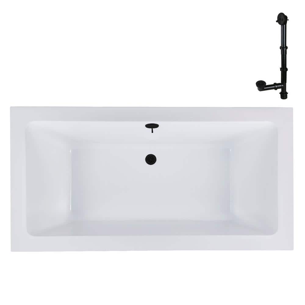 FD-225-144-PBR 59 in. x 29.5 in. Rectangular Acrylic Soaking Drop-In Bathtub, with Reversible Drain in Polished Brass price history on PriceWatchPro