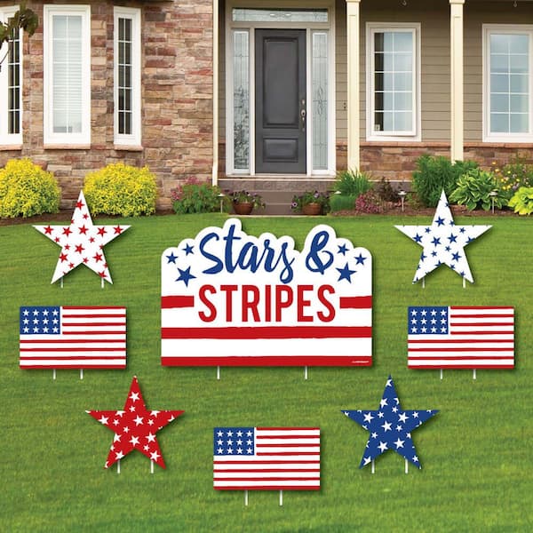 Big Dot of Happiness Stars & Stripes - Patriotic Wall Art and American Flag  Room Decor - 7.5 x 10 inches - Set of 3 Prints