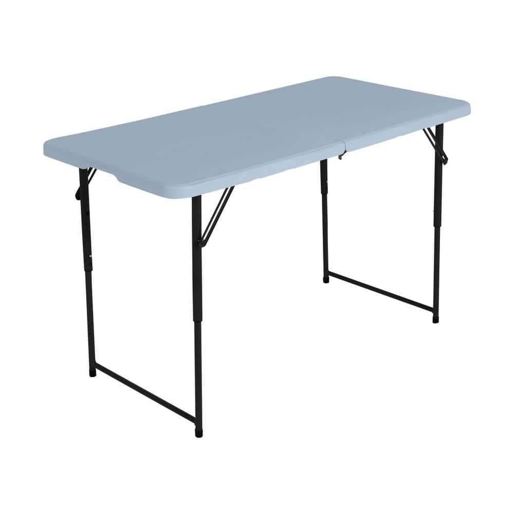 Gray Metal Frame Adjustable Height Folding Utility Table