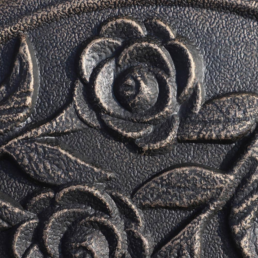 Bronze Finish Round Resin Parasol Base with Rose Pattern