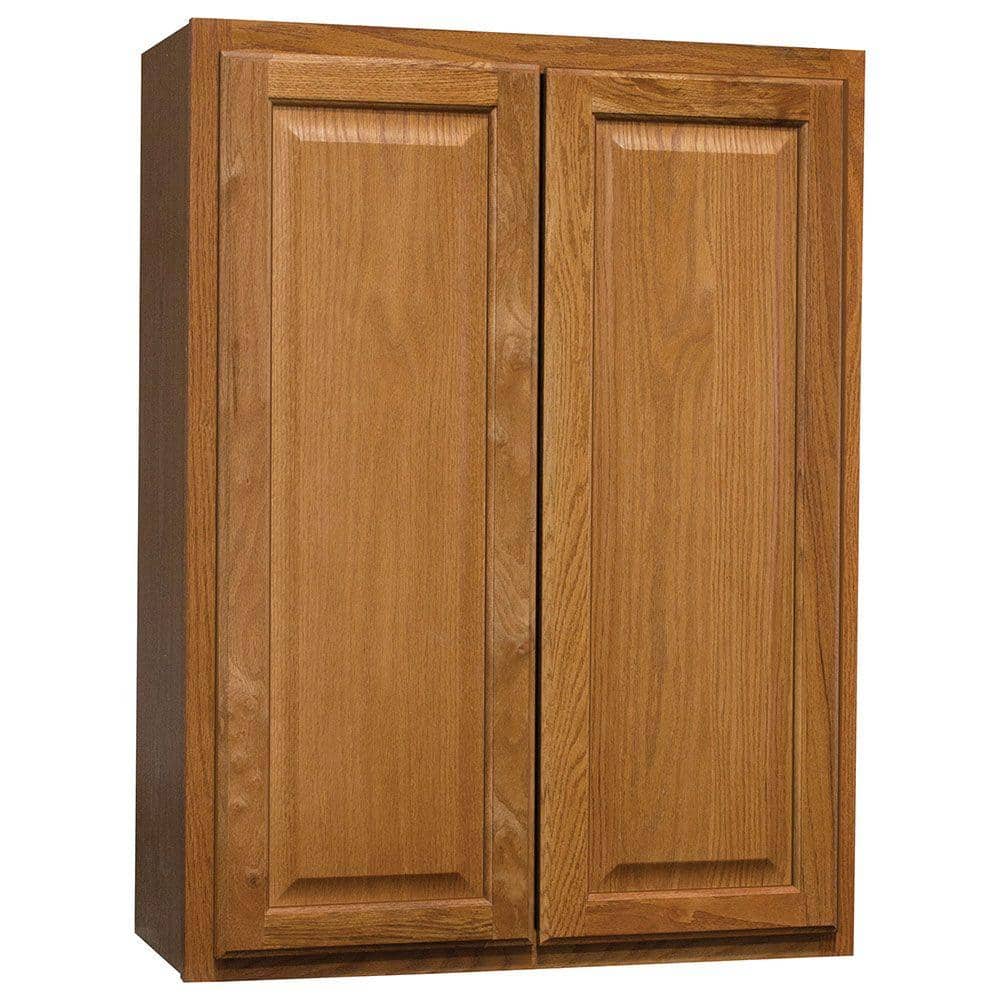 Hampton 27 in. W x 12 in. D x 36 in. H Assembled Wall Cabinet in Medium Oak price history on PriceWatchPro
