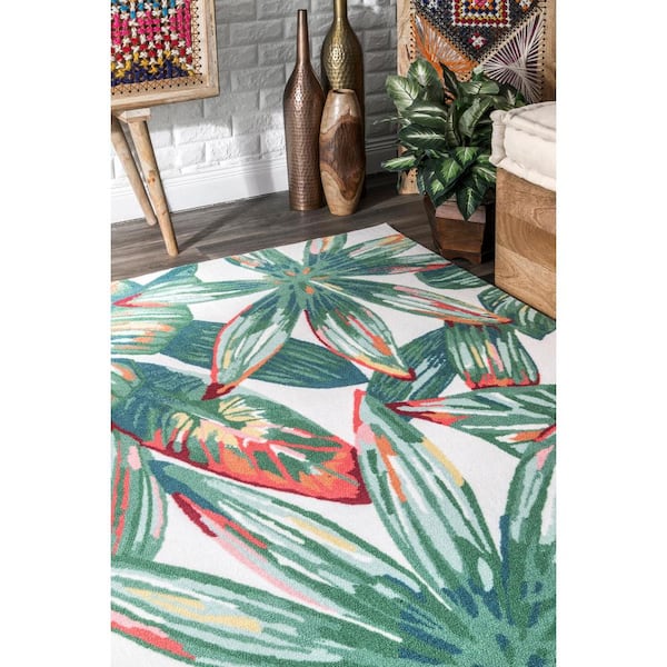 Contemporary Floral Lindsey Multi 10 ft. x 13 ft. Indoor/Outdoor Area Rug