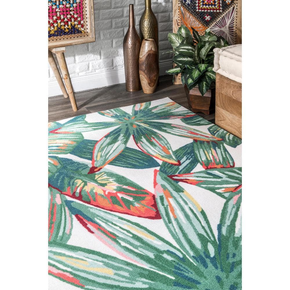 Lindsey Multicolor Floral Square Indoor/Outdoor Easy-Care Rug, 4'